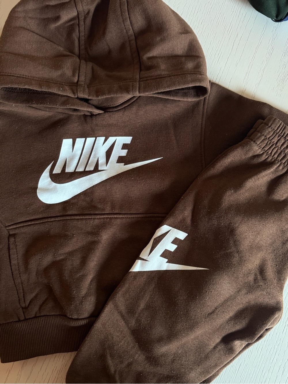 Nike Kids Brown Hoodie & Joggers Set with White Swoosh